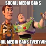 :/ | SOCIAL MEDIA BANS; SOCIAL MEDIA BANS EVERYWHERE | image tagged in memes,x x everywhere,australia | made w/ Imgflip meme maker