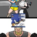 is no one gonna talk about those cheeks like great googly moogly | image tagged in what do you think he's listening to,sonic 06,ost,i hate knitters | made w/ Imgflip meme maker
