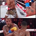Anthony Joshua knocking out Jake Paul