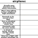 [BLANK] characters on an airplane meme