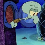 Squidward looking out window