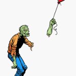 zombie running away balloon