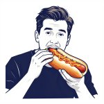 Man eating a hotdog
