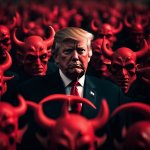 Trump, Satan's emissary to destroy America. Hell, devil, MAGA.