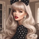 Beautiful platinum blonde girl with bow and blue eyese meme