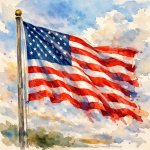 American flag waving in the wind