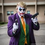 Donald Trump Joker clown face pistols guns