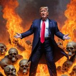 Donald Trump fire burning skulls chaos