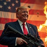 Donald Trump burning American flag AR-15 M-16 M-4
