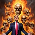 Donald Trump burning skulls chaos fire