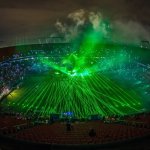 football stadium laser