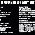 Pick a number freaky edition