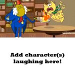 Who laughs at Sir Dudley Ding Dong's tail on fire?