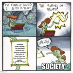 the nature of christmas songs is kind but (still) shouldn't be overplayed, this is a nuanced opinion | christmas songs shouldn't be overplayed because they become annoying, the nature of them is kind and they don't deserve it; SOCIETY | image tagged in memes,the scroll of truth,christmas,christmas songs,christmas music | made w/ Imgflip meme maker