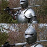 Knight with Arrow in Helmet