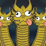 Three headed dragon, all three goofy