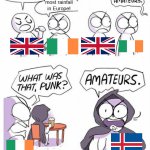 true fact btw | I have the most rainfall in Europe. No, I have the most rainfall in Europe! | image tagged in amateurs | made w/ Imgflip meme maker