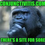 Deep Thoughts | CONJUNCTIVITIS.COM; NOW THERE'S A SITE FOR SORE EYES | image tagged in deep thoughts | made w/ Imgflip meme maker