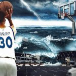 Steph curry hooping in tsunami meme
