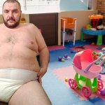 Fat man in a diaper