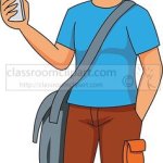 teenager looking at phone clipart