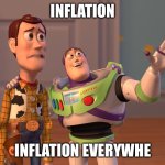 Image title | INFLATION; INFLATION EVERYWHERE | image tagged in memes,x x everywhere | made w/ Imgflip meme maker