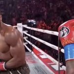 Anthony Joshua smiling at Jame Paul