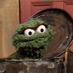 Oscar the Grouch in trashcan laughing meme