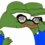 Pepe Frog reading with glasses