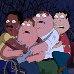 Peter, Quagmire, Cleveland and Joe scary