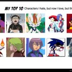 top 10 characters i hate then love then hate again | image tagged in top 10 characters i hate then love then hate again,top 10,hate,trash can,anime,i love democracy | made w/ Imgflip meme maker