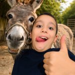 Hajmeta next to donkey