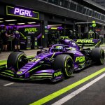 A F1 Team PGRL in Purple and Neon-Green colours