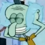 Squidward with the pillows