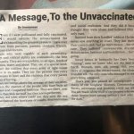 A Message, to the Unvaccinated.