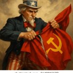 uncle sam ripping the USSR flag