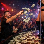 man at club throwing money on stage