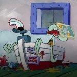 Squidward asleep on the job
