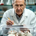 Scientist doctor white lab rats laboratory