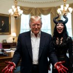 Donald Trump bloody hands Satan evil murderer