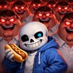 sans holding hotdog idfk