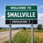 A sign that says population of 1