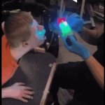 Autistic kid looking at light speech bubble. GIF Template