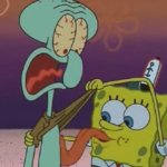 spongebob licking squidward GIF Template