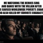 Your forgiveness shall not be granted!!!! | ME WATCHING THE HEROES SING AND DANCE WITH THE VILLAIN AFTER HE CAUSED WORLDWIDE POVERTY, CHAOS AND ALSO KILLED MY FAVORITE CHARACTER | image tagged in gifs,funny,relatable,villains,why,homelander | made w/ Imgflip video-to-gif maker