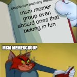 what the hell msm memer group | people can post any memes; msm memer group even absurd ones that belong in fun; MSM MEMERGROUP | image tagged in angry tom reading book,msm memer group | made w/ Imgflip meme maker
