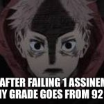 relatiable | ME AFTER FAILING 1 ASSINEMNT AND MY GRADE GOES FROM 92 TO 53 | image tagged in relatibale | made w/ Imgflip meme maker