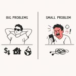 A guy unbothered with real main problems, but when i minor probl