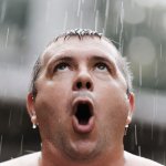 LEgina mouth wide open rain raindrops