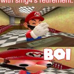 how did he retire so young? WHY DID HE RETIRE?? | me trying to cope with smg4's retirement: | image tagged in smg4 mario b o i,smg4,mario,memes,funny | made w/ Imgflip meme maker